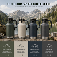 Growler à bière classique avec logo personnalisé, grande capacité 64 oz, bouteille d'eau isotherme en acier inoxydable avec poignée, gourde