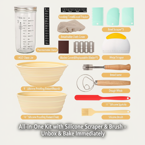 Juego de Cestas para Fermentar Pan <span class=keywords><strong>Banneton</strong></span> - Cesta Redonda Ovalada de Ratán para Pan de Levadura con Espátula y Cepillo, Kit de Panadería para Pan <span class=keywords><strong>Casero</strong></span> - Product Image 2