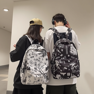 Zaino in Nylon con Graffiti di moda personalizzati zaino per adolescenti di grande capacità zaino per bambini da 17 pollici