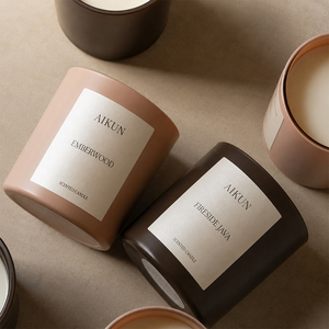 AIKUN Custom Service Eco-Friendly 100% Natural Scented Soy Wax <b>Candle</b> Premium Minimalist Handmade Scented <b>Candle</b> Glass <b>Candle</b> - Product Image 2