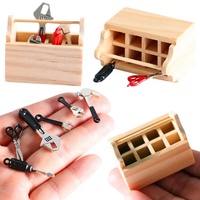 Mini-boîte à outils simulée avec outils de réparation pour accessoires de maison de poupée, mini-marteau, clé à molette, ornements DIY
