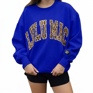 Sweat-shirt à col rond inspiré de Lulu Mac, unisexe, coupe ample, 100% coton, bordure dorée, imprimé animal, décontracté, tricoté pour l'hiver - Product Image 3