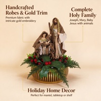Crèche de Noël artisanale en résine, figurines décoratives et objets de collection, ensemble de 8 pièces rouge et or avec les Sages-Mages