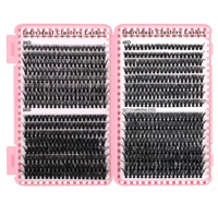 Kit d'extension de cils Hot 640 Clusters Rose 30D 40D 50D, cils en segments mixtes, pince à cils, dissolvant, colle adhésive et fixante, livre de cils