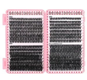 Kit de Extensiones de Pestañas de 640 Clusters, Rosa, 30D 40D 50D, Mixtas, con Pinzas, Removedor, Adhesivo y Sellador, Libro de Pestañas - Product Image 5