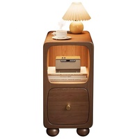 Mesitas de Noche Modernas y Elegantes para Dormitorio, con Base Esférica, Color Beige, Bonitas, de Madera, con 1 Cajón, Duraderas, para Sala de Estar