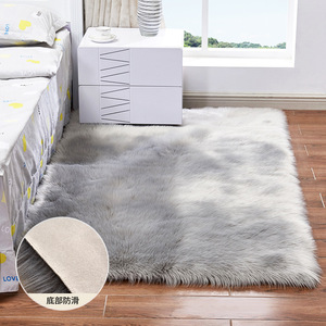 Alfombra de imitación de lana de color sólido, rectangular, antideslizante, lavable a máquina, para dormitorio o sala de estar. - Product Image 1