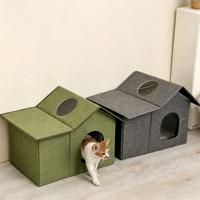 Tente pour animaux de compagnie pliable et lavable en tissu Oxford imperméable avec fenêtre panoramique pour chats et chiens errants