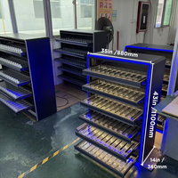 TERMEIN Vitrine à cigarettes en métal verrouillable avec éclairage LED et étagères à ressort en acrylique