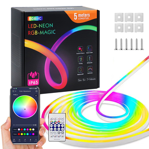Đèn dây Neon <span class=keywords><strong>RGB</strong></span> ngoài trời chống nước 5M, USB 5V, bộ đầy đủ, điều khiển thông minh bằng ứng dụng, đèn <span class=keywords><strong>LED</strong></span> dải Neon RGBIC mềm dẻo dùng trong nhà - Product Image 1
