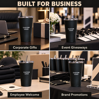 Gobelet à café en acier inoxydable avec logo personnalisé, couvercle et paille, 350 ml, 500 ml, réutilisable, pour cadeaux d'entreprise, événements et promotions