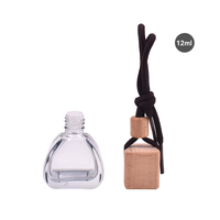 Mini flacon diffuseur de parfum vide en verre noir personnalisé pour voiture, 8 ml, avec couvercle en bois, pour désodorisant de voiture