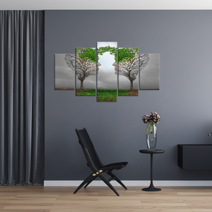 Face-to-Face Tree Silhouette <b>Canvas</b> Elegant Printed <b>Wall</b> <b>Art</b>,SET OF 5 MIX <b>CANVAS</b> - Product Image 3