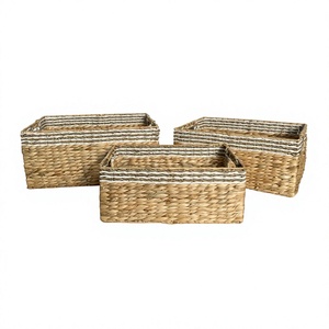 Water Hyacinth <b>Rectangular</b> <b>Storage</b> <b>Baskets</b> Set Eco-Friendly Modern Multi-Purpose Organization Trays 99 Gold Data Luna Kitchen - Product Image 1