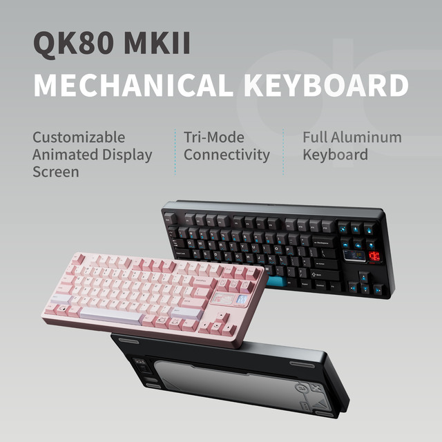 QwertyKeys QK80 MKII Aluminum Gasket Mechanical Keyboard Tri-Mode Connectivity Premium Wholesale