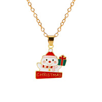 Collier tendance pour femme de bureau, thème Noël, avec pendentifs rennes, Père Noël, clochettes en alliage, cadeau