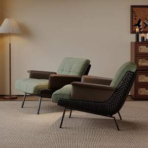 Sofá Individual Minimalista Italiano de Diseño, Tapizado con Relleno de Espuma, Patrón Artístico, Forma Cuadrada, para Sala de Estar - Product Image 3