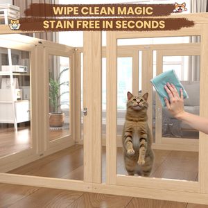 Playard anjing 3-in-1 yang dapat disesuaikan-termasuk panel tahan kunyah, tikar lantai dapat dilepas & bel latihan (hingga 20 kaki m²) - Product Image 2