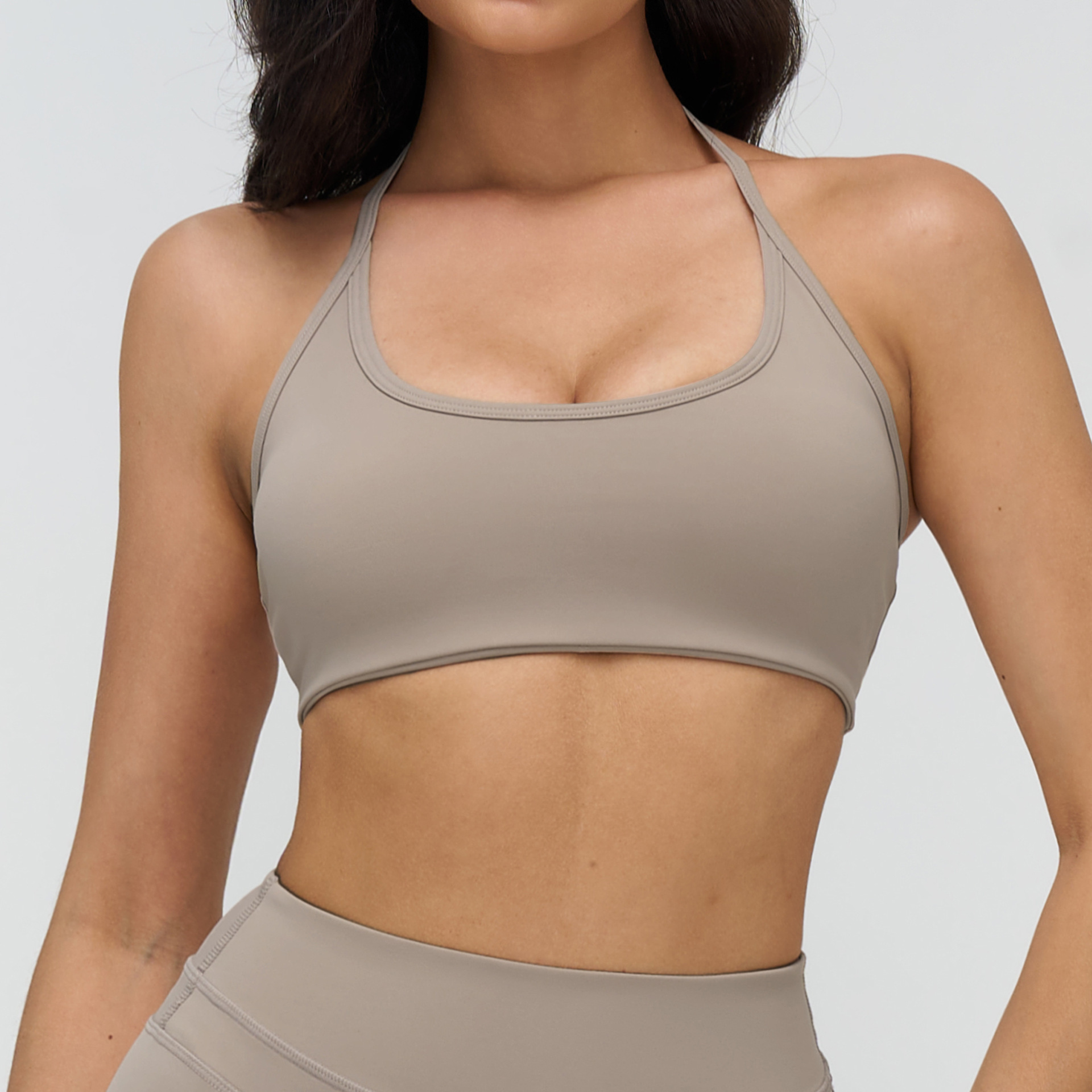 Eco-Friendly Spandex/Nylon Seamed Breathable High Quality Reversible Front Custom Women's Yoga Sports Bra Four-Way Stretch
