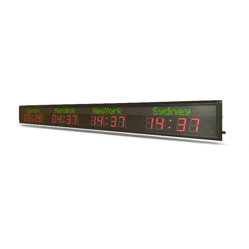 [Personalización] Reloj de pantalla digital LED de hora de la ciudad montado en la pared Reloj de pared digital de zona horaria múltiple mundial