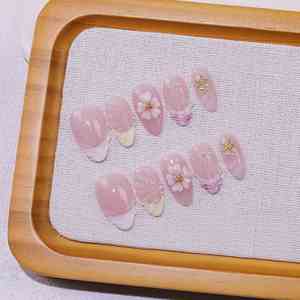Faux ongles faits main, style européen et américain, motif floral transparent, très demandés en Asie du Sud-Est - Product Image 3