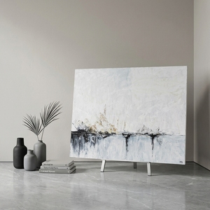 Cuadro de arte mural en lienzo TAILAI hecho a mano, con diseño clásico de naturaleza muerta en tinta china y textura de arena de cuarzo dorada, ideal <span class=keywords><strong>para</strong></span> villas y casas completas. - Product Image 4