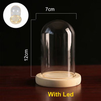 Kubah kaca dengan dasar kayu dan lampu led, kaca kubah dengan bel mawar jar kubah kaca