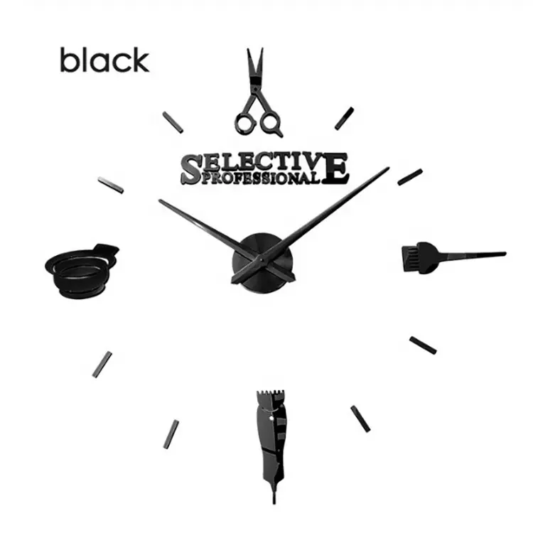 Оптовая продажа, домашние декоративные настенные часы на клейкой основе, 3D бескаркасные настенные часы для творчества