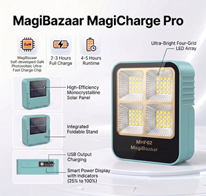 Linterna Solar Recargable MHF02, Linterna LED Impermeable IP65 para Camping, Soporte Magnético, Banco de Energía, Senderismo, Emergencias - Product Image 3