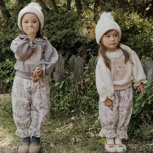 2023 Korean design infant toddler girl lace ruffles shirt baby kids princess tops clothing for winter 565S