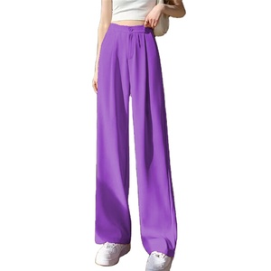 Pantaloni Casual da donna per pendolari abito a vita alta drappeggiato con stile <span class=keywords><strong>Cargo</strong></span> dritti larghi di colore nero - Product Image 1