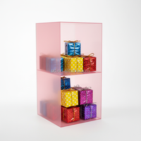 Bibliothèque en acrylique Perspex rose à 2 compartiments Ruishi SD-12 avec design coloré