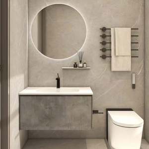 Meuble-lavabo d'angle flottant de style minimaliste contemporain, design personnalisé haut de gamme pour petit appartement - Product Image 4