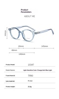Lunettes photochromiques anti-lumière bleue pour femmes, monture intégrale, verres PC ; verres plats ; lunettes de protection intérieur/extérieur