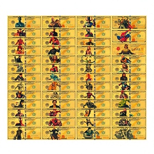 Billets de banque commémoratifs <span class=keywords><strong>Marvel</strong></span> 51 héros Avengers Iron Man <span class=keywords><strong>Venom</strong></span> Deadpool style dessin animé, pièces en résine à feuille d'or et cartes de bureau - Product Image 1