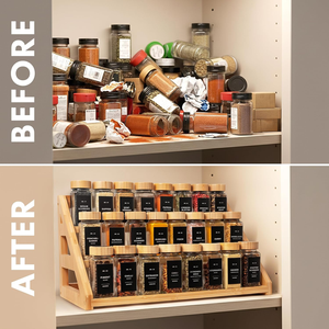 Freestanding 3 Tier Bamboo Spice <b>Rack</b> Organizer for Kitchen Countertop Cupboard Pantry Spice Jar <b>Storage</b> - Product Image 2