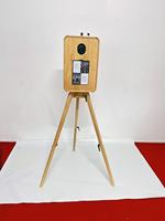 Photomaton vintage en bois pour iPad avec support d'imprimante, station de selfie portable pour mariages, fêtes et événements