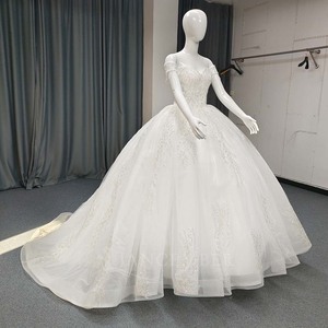 Robes de mariée princesse en dentelle Lsany206, robes de mariée à bretelles fines avec appliques et plis, robes de mariée de bal Jancember - Product Image 5