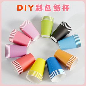 Vasos de papel para jardín de infantes, educación temprana, manualidades, desechables, gruesos, de color sólido, ecológicos, biodegradables - Product Image 4