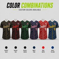 Jersey Baseball Custom Grosir Motif Garis-Garis Tribal Cepat Kering Bernapas Kancing Depan Poliester Sublimasi Seragam Tim Atasan