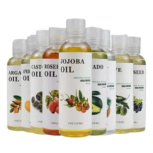 118Ml 100% Minyak Argan Castor Kelapa Rosehip Jojoba Zaitun Manis Minyak Almond Dingin Dipencet Minyak Dasar Minyak untuk Rambut Tubuh