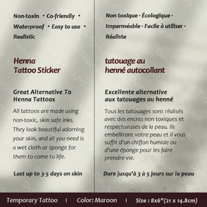 Une <span class=keywords><strong>Feuille</strong></span> pour Deux Mains Doigts Marron Mehndi Conception Temporaire Henné <span class=keywords><strong>Tatouage</strong></span> Autocollants Imperméable Femmes Ramadan - Product Image 3