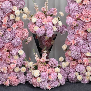 Arco de flores artificiales de color rosa intenso, conjunto de decoración floral para el fondo del lugar de la boda. - Product Image 3