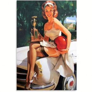Retro Pin-up Girl Tin Art, Nostalgic <b>Wall</b> Decor with Vintage Bombshell Metal Sign, Ideal for Wedding Gift and Home Decoration - Product Image 3