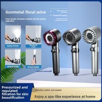 Ensemble de douche à main pressurisé haute performance, moderne et minimaliste, électroplaqué, avec filtre flexible pour salle de bain domestique