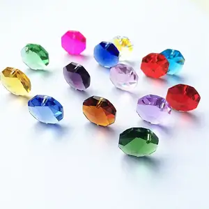 Honor of crystal Home Holiday Decoration Colorful Double Hole Octagonal Natural K9 Beads Crystal Beads