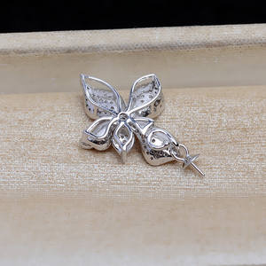 Pendentif en argent S925 Wenchi pour femme, à faire soi-même, en forme de grande fleur avec 12-16 accessoires, modèle 13808, apprêts de bijouterie chinois - Product Image 2