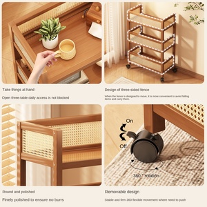 <span class=keywords><strong>Meuble</strong></span> de rangement moderne à roulettes pour salon, <span class=keywords><strong>petit</strong></span> chariot <span class=keywords><strong>CD</strong></span>, étagère de rangement simple en bambou à 3 niveaux, mobilier de maison - Product Image 3