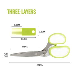 キッチンガジェット多機能野菜はさみキッチンハーブシアーカッターステンレス鋼5ブレードハーブはさみクリーニングコーム付き - Product Image 5
