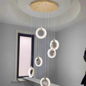 Minimalist Circle Acrylic Chandelier Led <b>Lights</b> Multi Head Long Pendant For Home Ceiling <b>Lighting</b> - Product Image 2
